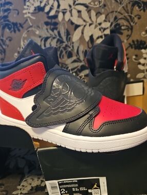 Jordan Kids' High-Top Sneakers in Black, Red & White